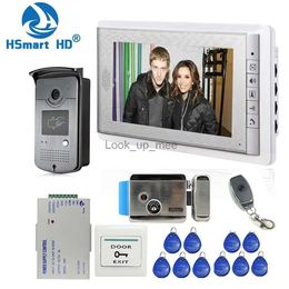 Doorbells Home Wired 7 inch Video Door Phone Intercom Entry System 1 Monitor + 1 RFID Access IR Camera + Electric Control Door Lock HKD230918