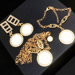 Fashion Gold necklace bracelet earrings for lady Women Party Wedding Lovers gift engagement Jewellery for Bride With BOX324t