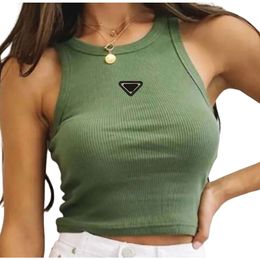 Ladies' Vests Designer Top Hot Summer White Women T-Shirt Tops Tees Crop Embroidery Sexy Shoulder Black Tank Casual Sleeveless Backless Shirts Luxury Solid Colour Vest