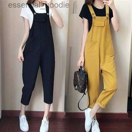 Women's Jumpsuits Rompers Korean Jumpsuit Summer Wear Belt Pants Loose Casual Large Size Women Nine-point Pants L230918