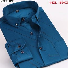 MFERLIER men shirt classic print 10XL long sleeve autumn high quality large size big 8XL dress shirts formal blouse cotton 12XL2880