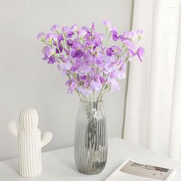 Decorative Flowers Artificial Flower Bouquet Silk Sweet Pea Fake Plant Home Decor Wedding Decoration Party