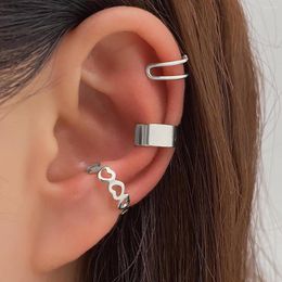 Backs Earrings Punk Geometric Ear Clips Metal Heart Vintage For Women Men Creative Simple Non-Piercing Cuff Fashion Jewellery