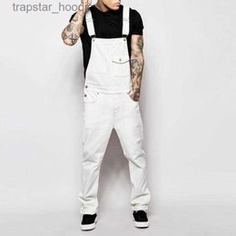 Men's Jeans Jumpsuits Overalls Men Bib Jeans Denim Suspender Romper Trousers Men Streetwear Pockets Sexy Slim Skinny Overall Black White L230918