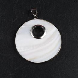 Charms Natural Freshwater White Shell Round Pendant Charm Jewellery DIY Production Necklace Accessories Home Decoration Gift 50x50mm