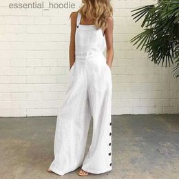 Women's Jumpsuits Rompers Plus Size Women Sleeveless Jumpsuit Rompers Wide Leg Pants Long Trousers Suspenders Playsuits L230918