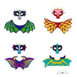 Andere Event Party Supplies Kinder Drachen Dinosaurier Flügel Masken Set Jungen Mädchen Halloween Weihnachten Dress Up Kostüm FL Gesichtsmasken Cape Requisiten Dh67Y