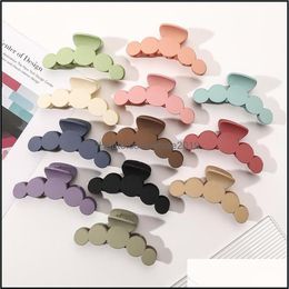 Clamps Lady Fiveround Row Plastic Hair Women Large Size Solid Color Ponytail Clips Claw Korean Girls Head Wear Shower Scrunchies H223F