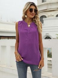 Women's Blouses 2023 Summer Sleeveless For Women Tops Fashion Jacquard V Neck Plus Size Casual Blouse Lady Office Chiffon Shirts