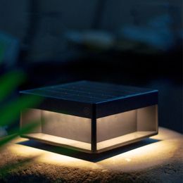 Aluminium Solar Pillar Post Light Outdoor Waterproof Garden Lamp 3 Colours Light