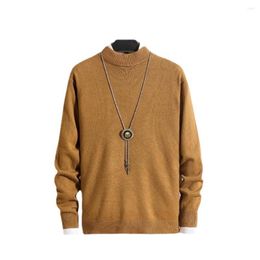 Men's Sweaters Autumn Winter Half High Collar Sweater Solid Color Pullover Long Sleeve Short Loose Versatile Underwear Knit