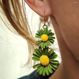 Dangle Earrings 2023 Korean Flower Drop Summer Beach Party Statement Daisy Earring For Woman Boho Fashion Jewellery Girl Gift