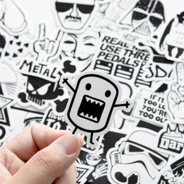 Waterproof sticker 50 PCs Black and White Stickers Pack for Kids Laptop Skateboard Bicycle Motorcycle Cool Punk JDM Car Styles Sti232m