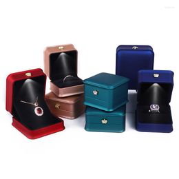 Jewellery Pouches Luxury Crown Ring Gift Box With LED Light Wedding Pendant Necklace Storage Cases Display Birthday Gifts