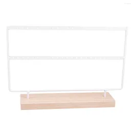 Jewelry Pouches Portable Earring Display Rack DIY Ornament Iron Storage Model Earrings Necklace Stand (White)