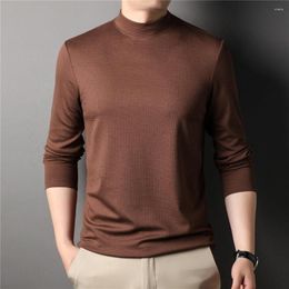 Men's T Shirts Brand Solid Colour Mock Neck Cashmere Shirt Men Clothing Spring Arrival Classic Casual Soft T-Shirt Homme Z5142