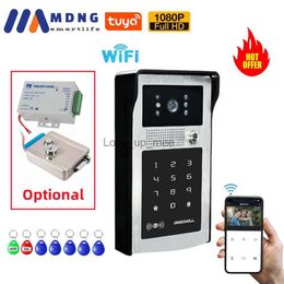 Doorbells Tuya Smart Wifi Video Door Phone Intercom System 1080P Wireless Outdoor WIFI Doorbell Camera Keypad RFID Cards for Apartment HKD230918