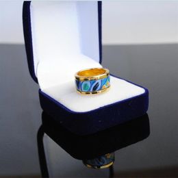 Sea blue heart series rings 18K gold-plated enamel rings Top production ring for women designer Jewellery Mother's Day Gift245A