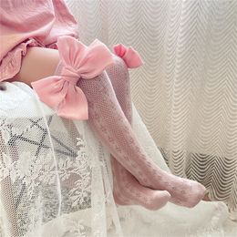 3pairs Kids Socks EWODOS Little Girls Sweet Princess Stockings Knee-Length Socks Mesh Hollow Out Breathable Bowknot Princess Lace Stockings 2023 230918