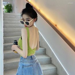 Women's Tanks Summer Style Beauty Back Strap Small Tank Top Cover Belly Chest Cushion Sexy Backless