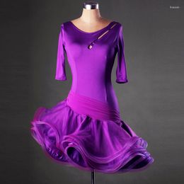 Stage Wear 2023 Adult/Child Latin Dance Dress Women/Girls Cha Cha/Rumba/Samba/Salsa Dresses Accept Custom