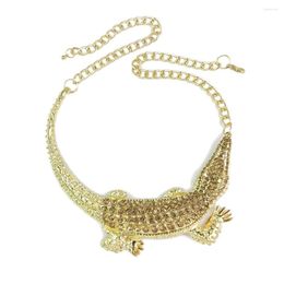 Pendant Necklaces Rhinestones Crocodile Statement For Women Exaggerate Alligator Choker Necklace Animal Fashion Jewellery