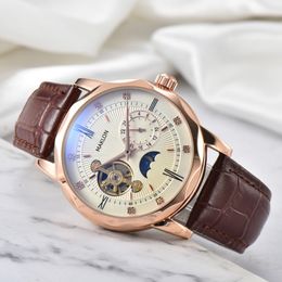 Automatic men watches high quality Fashion designer automatic man luxury watchs rose gold watchcase with boxes fashion wristwatches leather strap