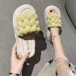 Slippers Pearl Slippers Women Wear 2023 New Summer Slippers Thick Soled Sandals Women Shoes x0916