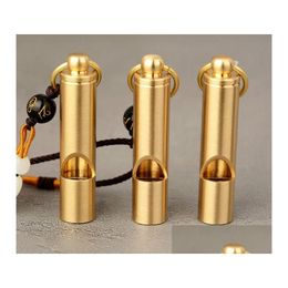 Noise Maker Loud Brass Whistle Portable Emergency Outdoor Survival Hiking Tools Party Favours Gift Present Gold Drop Delivery Home Gard Dhpw8
