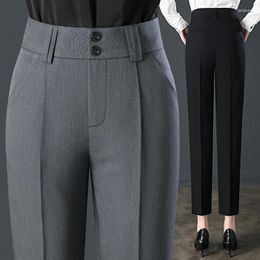 Women's Pants Spring Autumn Casual Suit Ladies Professional High Waist Slim Straight Trousers Female Cropped M-4XL