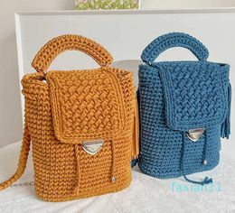 Woven Shoulder Bag with Fabric Stripes Casual Business Backpack Trendy Women's Bag Travel Backpack