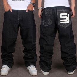 Whole- Designer Jeans Mens Baggy Hip Hop Streetwear Denim Jeans Men Loose For Street Dancing And Skatebord Appliques Plus Size2292