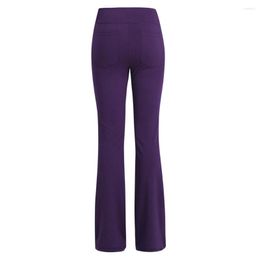 Active Pants Women Solid Casual Exercise With Pockets Bootcut Tights High Waist Gym Fitness Yoga Stretch Sportswear Running Comfortable