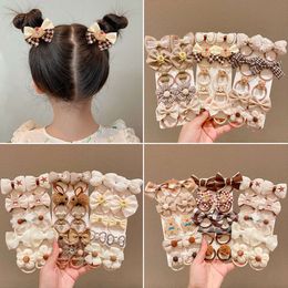 New Coffee Colour Bows and Flowers Head Rope for Girls Rubber Band for Children Cute Baby Tie Korean Hair Accessories Headwear