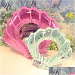 Sand Play Water Fun Pink Shell Swimming Ring With Glitters Inside Inflatable Pool Float Adt Children Swim Summer Party Toys Drop Deliv Dhqka