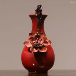 Vases Red Bedroom Light Luxury High-grade Vase Creative Handmade Net Retro Senior Feeling Porcelain Modern Simple Art