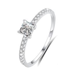 Solitaire Ring 0.4ct D Colour 925 Sterling Silver Princess Moissanite For Woman Wedding Anniversary Trend Fine Jewellery Gift New Style 2023 230918