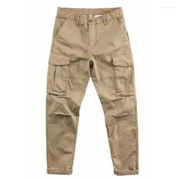 Men's Pants Men Spring Multipocket Cargo Straight Overalls Casual Outerwear Solid Male Trousers 2023