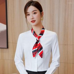 Women's Blouses 2023 Fashion Women Blouse & Shirts Bow Tie Ladies 2 Piece Pant And Tops Sets Office Female Costumes OL Styles