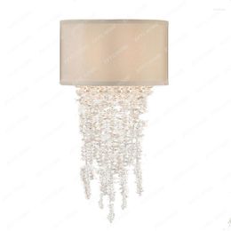 Wall Lamp Modern Waterfall Copper Crystal Living Room Dining Bedroom Bedside Hallway Corridor Entrance Lighting