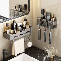 Toothbrush Holders Toothbrush Holder Bathroom Organiser Aluminium Alloy Toothbrush Stand Bathroom Accessories 230918