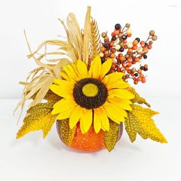 Decorative Flowers Artificial Sunflower Pumpkin Thanksgiving Fall Halloween Autumn Desktop Dinning Table Party Home Room