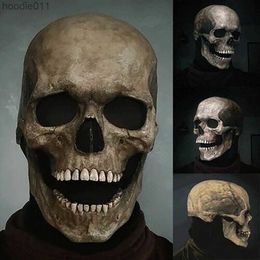 Costume Accessories Party Masks Halloween Latex Skull Horror Decoration Full Head Helmet Movable Jaw Masque Gifts Costume 230321 L230918