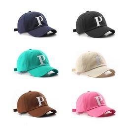 Ball Caps Unisex Fashion Letter P Cotton Peaked Hats Korean Design Hats Baseball Cap Outdoor Street Casual Sun Hat Sun Caps Bones 230918