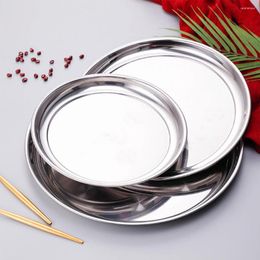 Plates Stainless Steel Serving Plate Heats-resistant Glossy Baking Cooking Party Banquet Restaurant Tray Tableware 27 5cm