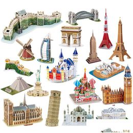 3D Puzzles Famous World Architecture Building Model Paperboard Material Diy Buildings Models Ornaments Kids Intelligence Learning Educ Dhldc