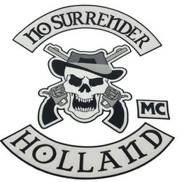 New NO SURRENDER Motorcycle Embroidered Iron On Patch Large Full Back Size Patch for Jacket Vest Patch G0415 242k