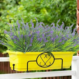 Decorative Flowers 6Pcs Artificial Plants Outdoor Fake Grass With No Maintenance Lavender Garden Porch Window Box Decoration