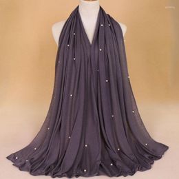 Ethnic Clothing QA252 180-90CM Selling Women Plain Turban Muslim Vintage Long Scarf Headscarf Female Pearl Jersey Hajab