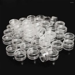 Storage Bottles 50Pcs 2.5ML Clear Plastic Jewellery Bead Box Small Round Container Jars Make Up Organiser Boxes Cosmetic Portable ZZ